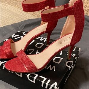 Elegant Red Glitter Heels